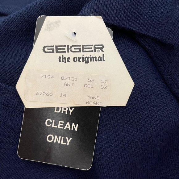 Men's Geiger VINTAGE Navy Wool V Neck Sweater - Picture 6 of 10